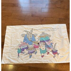 VTG 1990 Sandra Boynton For Martex Pillowcase ~ ANIMALS DOING AEROBICS ~ USA